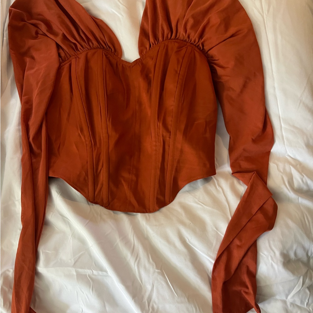 Milk & Honey Long Sleeve Burnt Orange Corset Top
